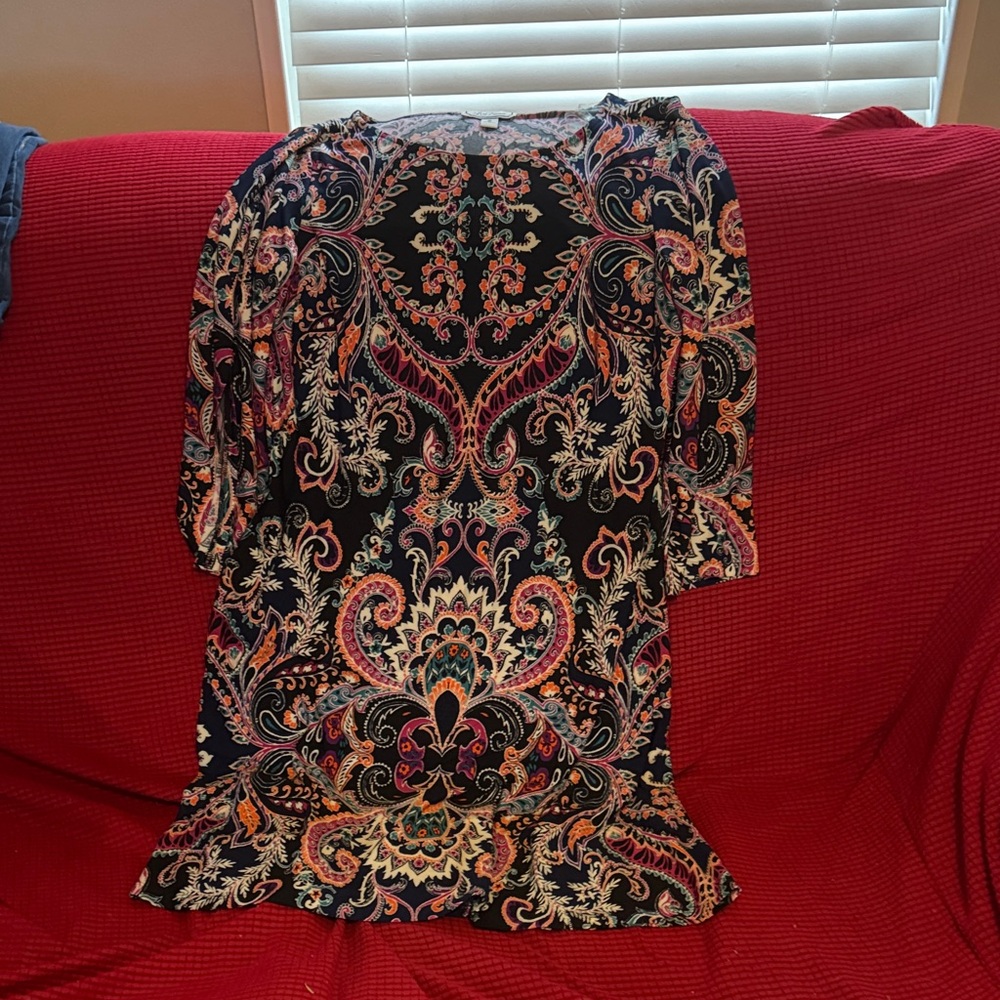 Elegant Paisley Long Sleeve Dress